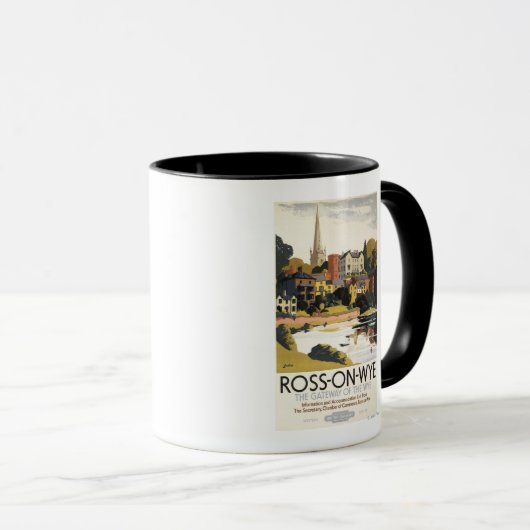 イギリスの街鉄ポスターの川の風景 マグカップ (正面右)