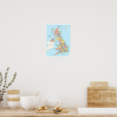 イギリスの詳細地図 ポスター (キッチン)