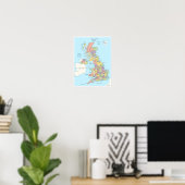 イギリスの詳細地図 ポスター (ホームオフィス)