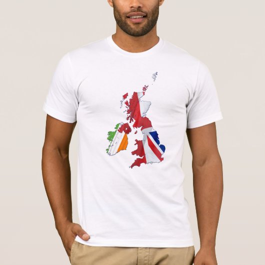 イギリスの諸島の地図と国旗 Tシャツ (正面)