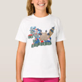 イギリスの象徴的ロンドンのランドマーク UK地図 旅行 Tシャツ (正面)