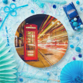 イギリスの赤い電話ボックスとの夜のロンドン ペーパープレート (パーティー)