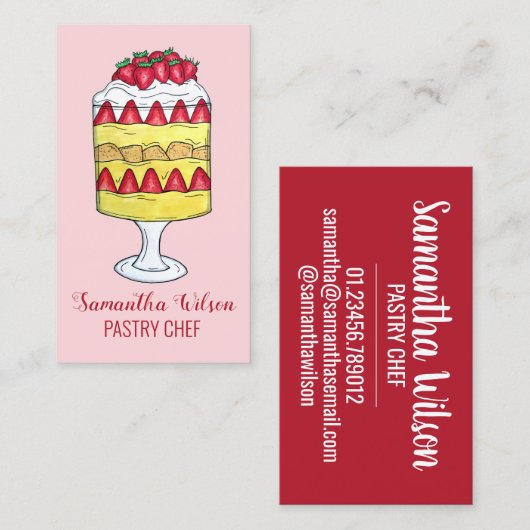 イギリスの軽食フルーツカスタードデザート 名刺 (正面/裏面)