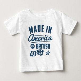 イギリスの部品が付いているアメリカで作られる ベビーTシャツ