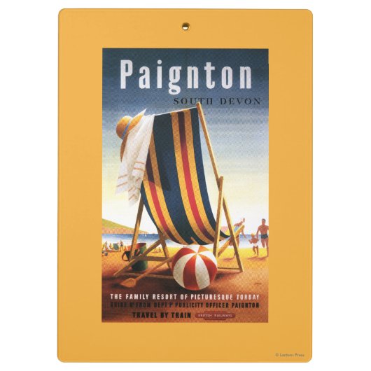 イギリスの鉄道のビーチチェアおよび球ポスター クリップボード (裏面)