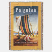 イギリスの鉄道のビーチチェアおよび球ポスター スローブランケット (正面縦)