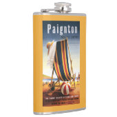 イギリスの鉄道のビーチチェアおよび球ポスター フラスク (右)