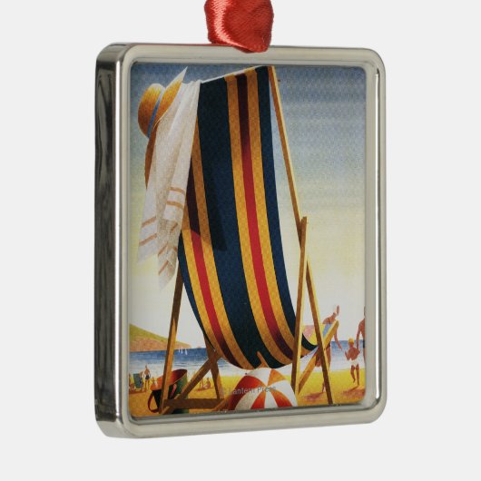 イギリスの鉄道のビーチチェアおよび球ポスター メタルオーナメント (右)