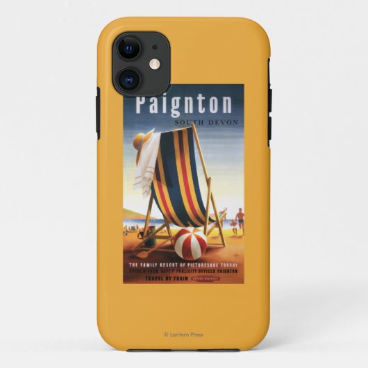 イギリスの鉄道のビーチチェアおよび球ポスター Case-Mate iPhoneケース (裏面)