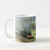 イギリスの鉄道の最後に蒸気強く引かれた列車の方の コーヒーマグカップ (左)