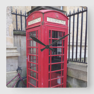 イギリスの電話ボックスの時計 スクエア壁時計