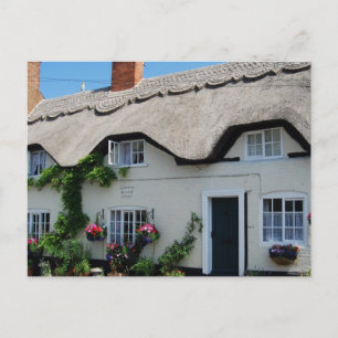 イギリスの風景、茅葺きの小屋、クイーンボロー、 ポストカード