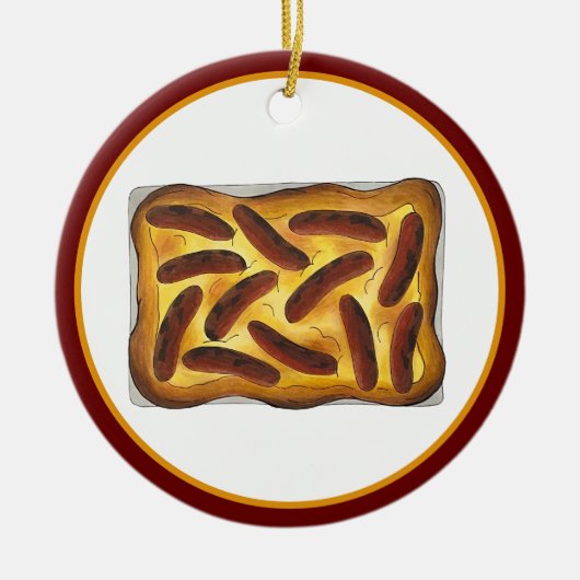 イギリスの食品を味わうHole Sausage セラミックオーナメント (正面)