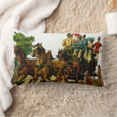イギリスの馬およびキャリッジ狐狩りをする人のヴィンテージ ランバークッション (ブランケット)