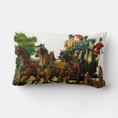 イギリスの馬およびキャリッジ狐狩りをする人のヴィンテージ ランバークッション (裏面)
