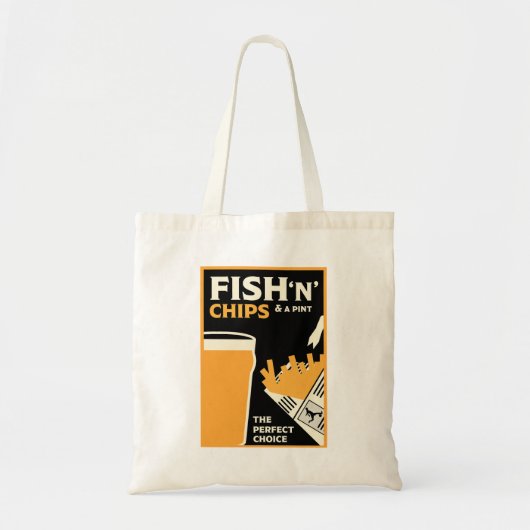 イギリスの魚類とチップ トートバッグ (正面)