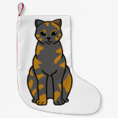 イギリスのShorthair Tortie猫の漫画 スモールクリスマスストッキング (正面)