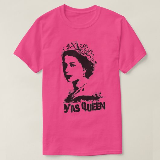 イギリスのYAS QUEENトリビュート英国王室のおもしろいQ Tシャツ (デザイン正面)