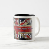 イギリスはあらゆる人が彼の義務をすることを期待します ツートーンマグカップ (正面右)