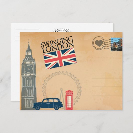 イギリスはがきからロンドン統一されたへのご挨拶 ポストカード (正面/裏面)