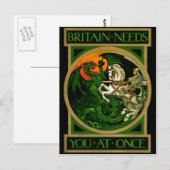 イギリスは直ちに必要だ、WWI British War Poster ポストカード (正面/裏面)