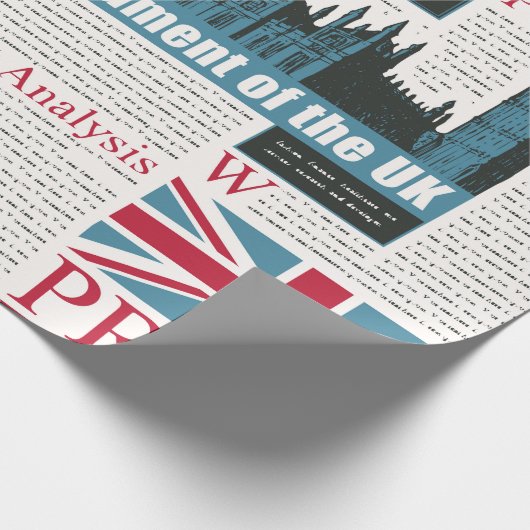 イギリスやロンドンの新聞とシームレスな模様。ペグ ラッピングペーパー (角)