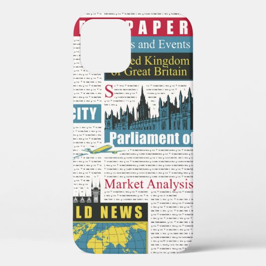  イギリスやロンドンの新聞とシームレスな模様。ペグ Case-Mate iPhoneケース (裏面)
