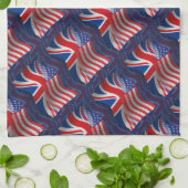 イギリスアメリカの振る旗 キッチンタオル (折り畳み)