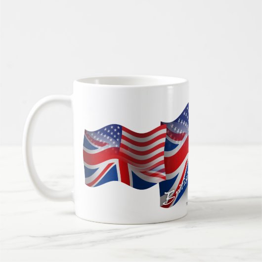 イギリスアメリカの振る旗 コーヒーマグカップ (左)