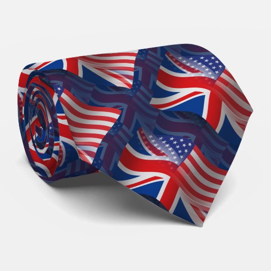 イギリスアメリカの振る旗 ネクタイ (ロール)