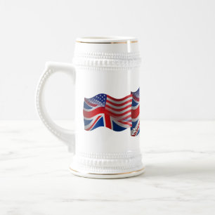 イギリスアメリカの振る旗 ビールジョッキ