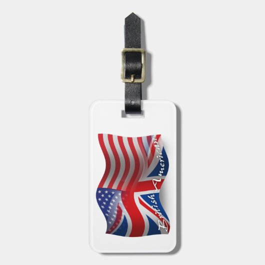 イギリスアメリカの振る旗 ラゲッジタグ (正面縦)