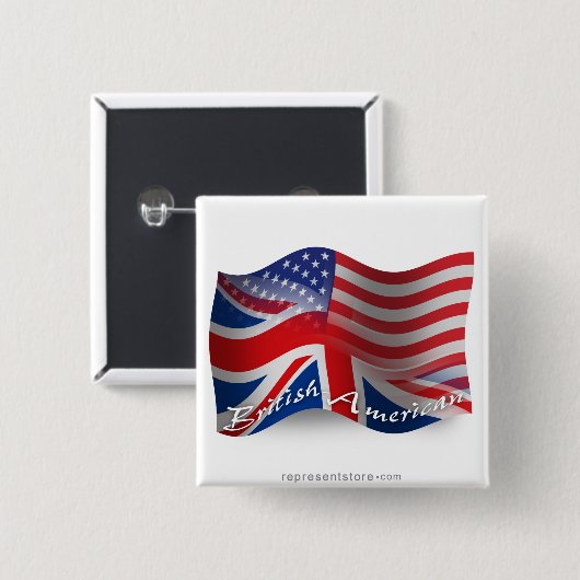 イギリスアメリカの振る旗 缶バッジ (正面&裏面)