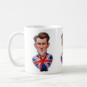 イギリスイギリスの男の風刺画とユニオンジャック国旗 コーヒーマグカップ
