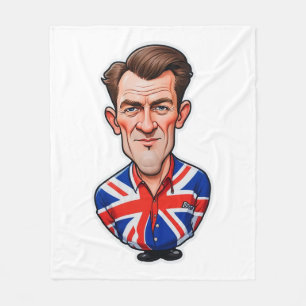 イギリスイギリスの男の風刺画とユニオンジャック国旗 フリースブランケット