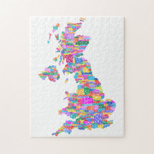 イギリスイギリス都市文字地図 ジグソーパズル
