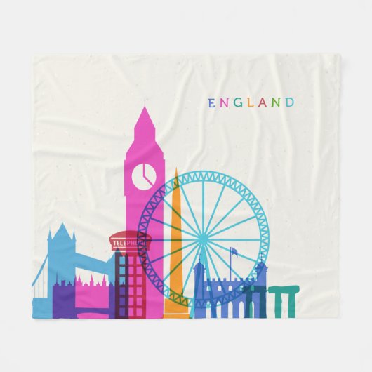 イギリススカイライン フリースブランケット (正面(横))