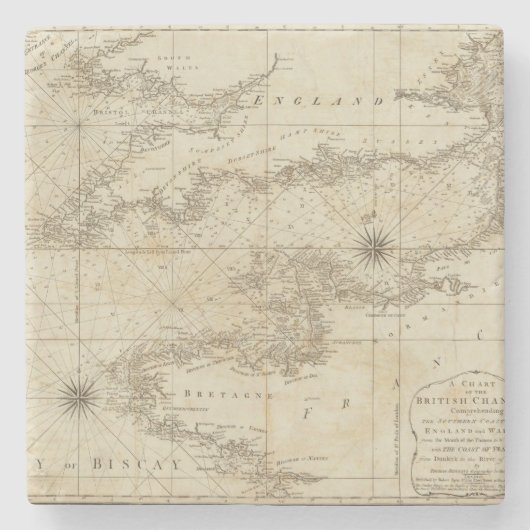 イギリスチャネルの図表 ストーンコースター (正面)