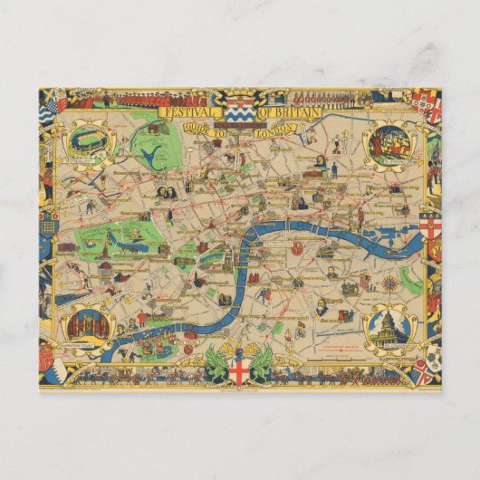 イギリスフェスティバル:ロンドン地図ガイド ポストカード (正面)