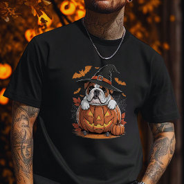 イギリスブルドッグ パンプキン ハロウィン 感謝祭 Tシャツ