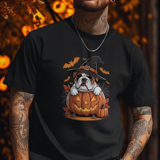 イギリスブルドッグ パンプキン ハロウィン 感謝祭 Tシャツ