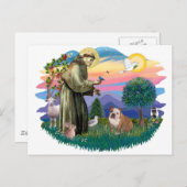 イギリスブルドッグ（白茶色） ポストカード (正面/裏面)