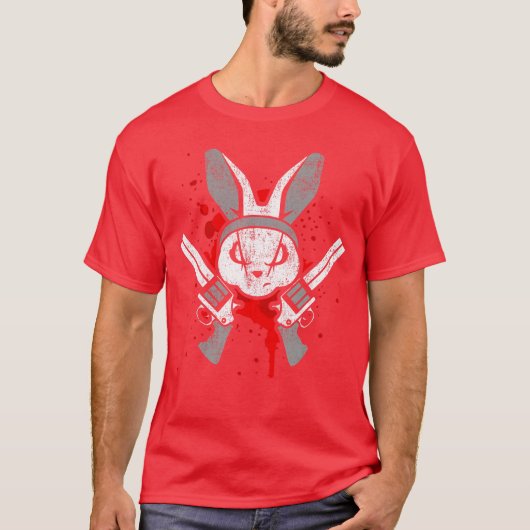 イギリスホラーうさぎ 楽しいウサギの名言 イースターギフト Tシャツ (正面)