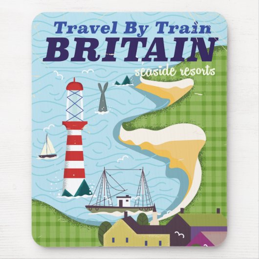 イギリスヴィンテージ列車休暇ポスター マウスパッド (正面)