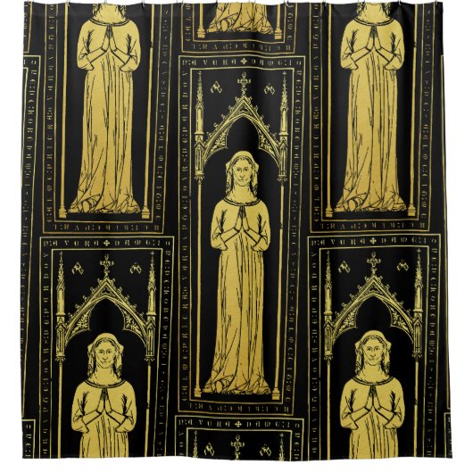 イギリス中世ポートレート1300レディージョアンコバム シャワーカーテン (正面)