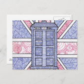 イギリス交番とユニオン・ジャック図解入りの、写真付きの国旗 ポストカード (正面/裏面)