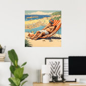 イギリス人の日光浴プリント ポスター (ホームオフィス)