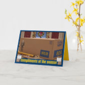 イギリス人向けのユーモアあふれるイギリス風クリスマスカード カード (黄色い花)