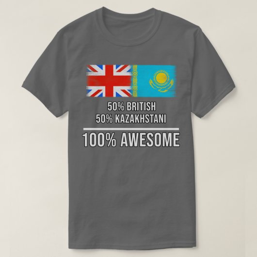 イギリス人50% カザフスタン人50% カザフスタンからの素敵なギフト 100% Tシャツ (デザイン正面)