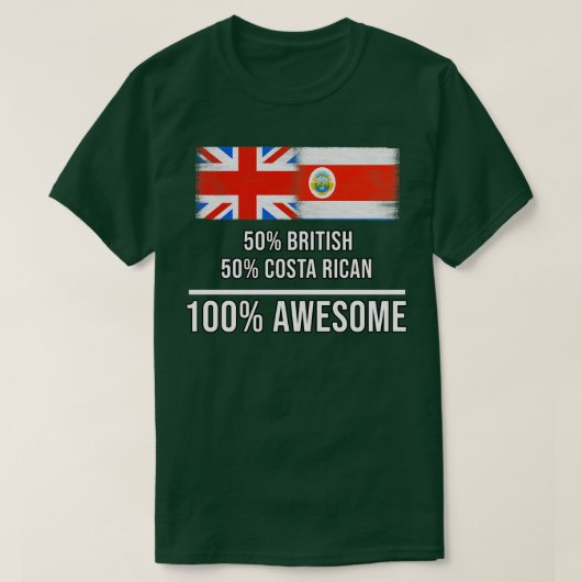イギリス人50％ コスタリカ人50％ コスプレ衣装に最適なギフト Tシャツ (デザイン正面)
